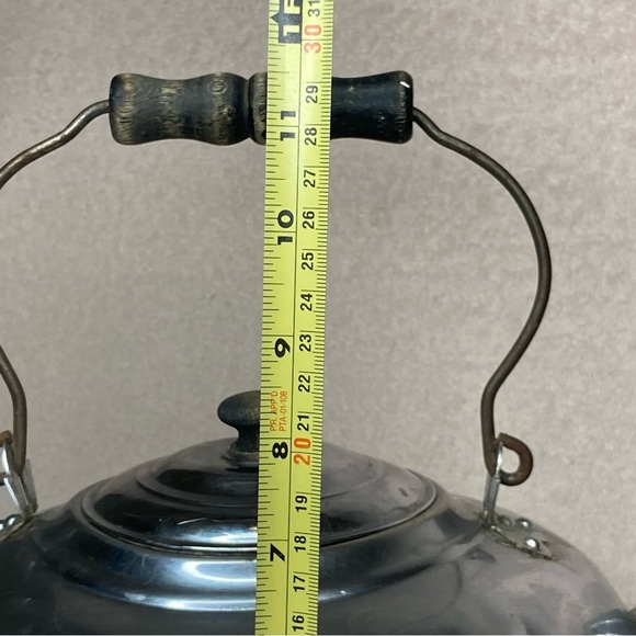 Vintage/Antique Metal Teapot Rustic Farm Decor-Wooden Handle-Lid-Vtg-Retro-Older - Picture 10 of 10